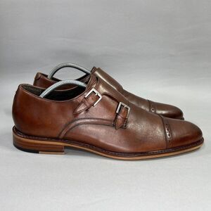 Joseph Abboud Glenn Monkstrap Cap Toe Brown Leather Oxfrod‎ Derby Dress Shoes